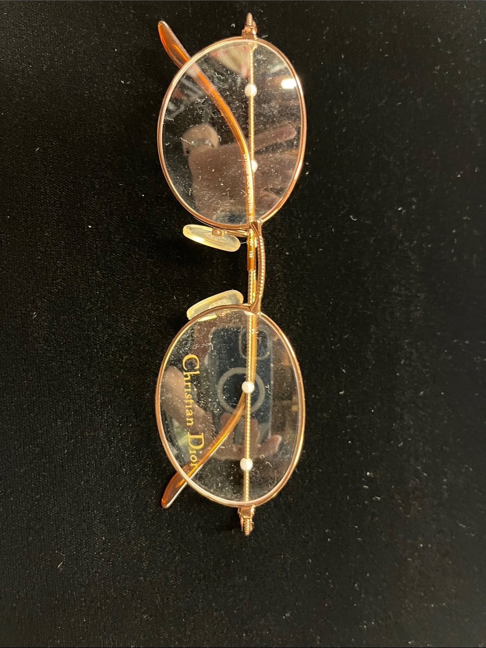 CHRISTIAN DIOR VTG NWOT Pearl Bead Bronze Oval 49x19z135 Classic Eyeglass Frame - Picture 9 of 16